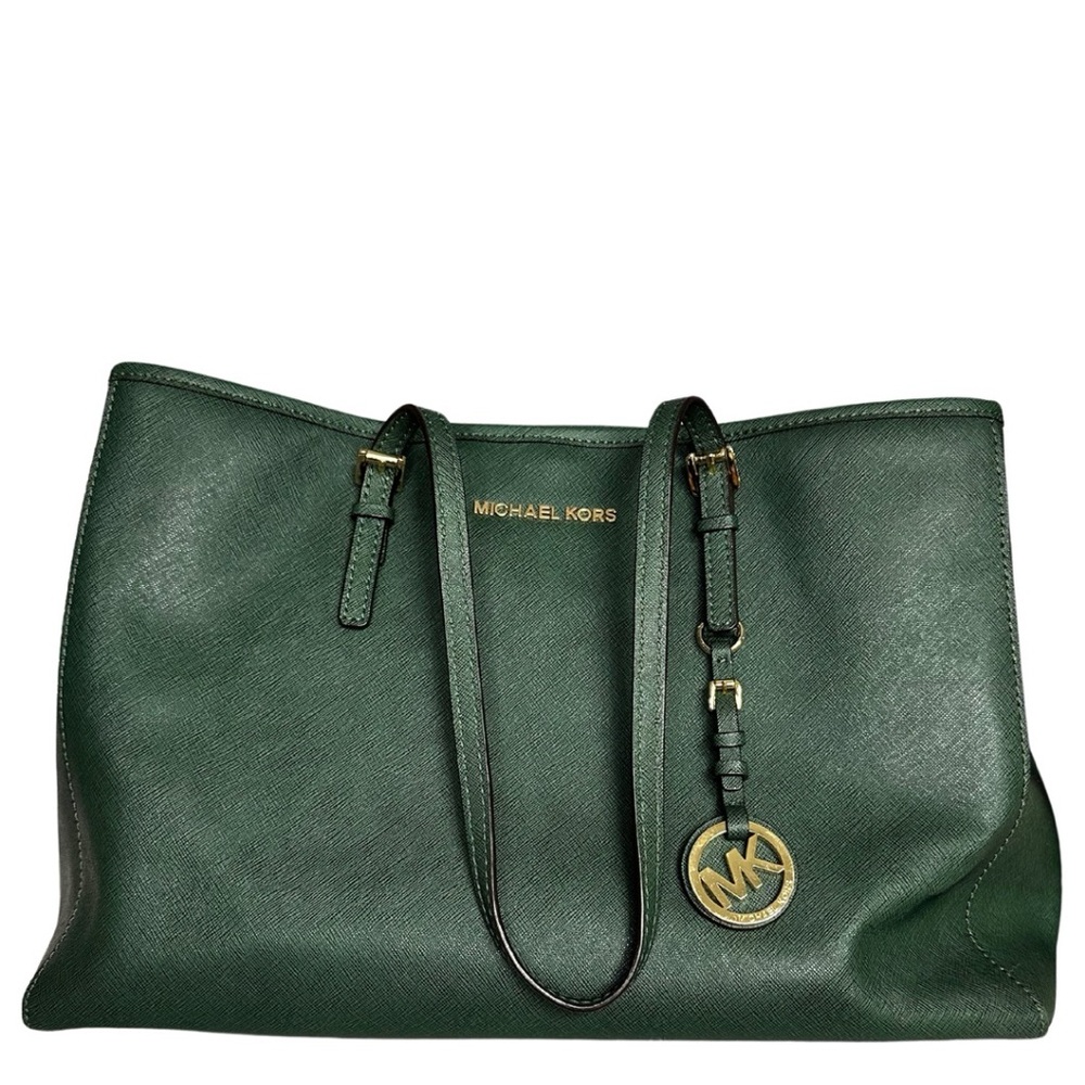 Green Safiano leather Michael Kors Tote Bag
